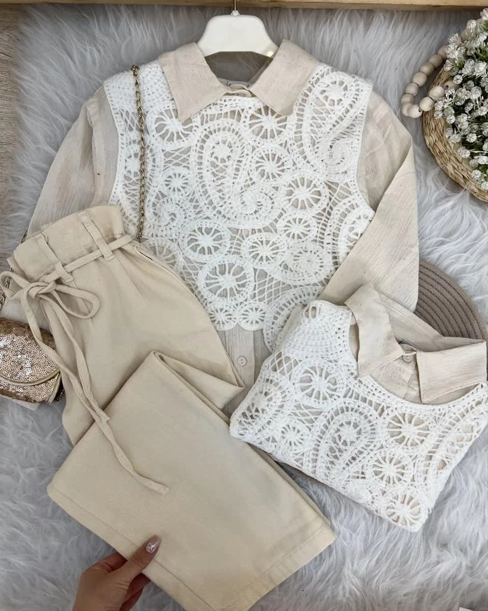 سه تیکه مجلسی ترک شومیز موسلین و شلوار کتان و رویه قلاب بافی ترک 5-9سال کد10394 2b0e852c-a1ac-43cd-8500-8e5b78edced8.jpg