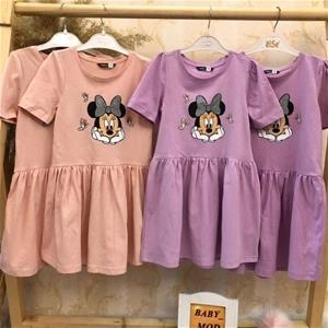 پیراهن میکی نخ پنبه در دو رنگ دخترانه ترک کد 3241