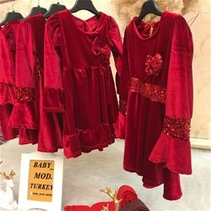 پیراهن مخمل پولکی دخترانه ترک کد 2108