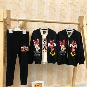 سه تیکه سویشرت بلوز و شلوار میکی دخترانه ترک کد 2195