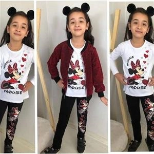 سه تیکه سویشرت بلوز و شلوار میکی دخترانه ترک کد 1547