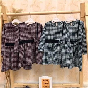 پیراهن چهارخونه پاپیون دار دخترانه ترک کد 2307