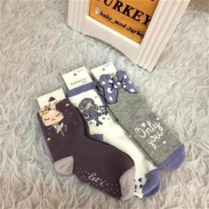 جوراب نخ پنبه دخترانه ترک کد 1706