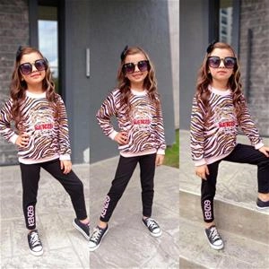 دو تیکه بلوز شلوار  پلنگی kenzo دخترانه ترک کد 2210