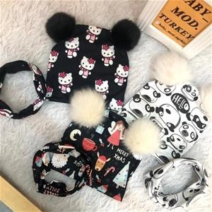 کلاه و گردنی نخ پنبه دو لایه در سه طرح کد 1589
