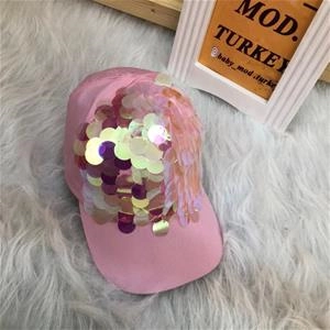 کلاه پولکی بزرگ صورتی بدون پوم دخترانه کد 2628