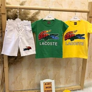 دو تیکه تیشرت شلوارک lacoste پسرانه ترک کد 2718