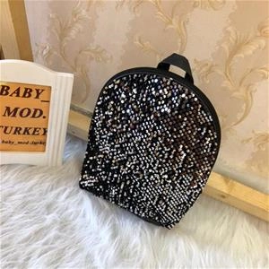 کوله پولکی مشکی نقره ای دخترانه کد 2824