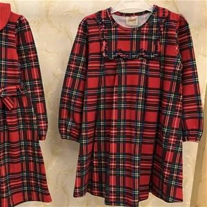 پیراهن چارخونه یقه گلدوزی دخترانه ترک کد3972