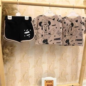 دو تیکه تیشرت شورتک میکی دخترانه ترک کد 2842
