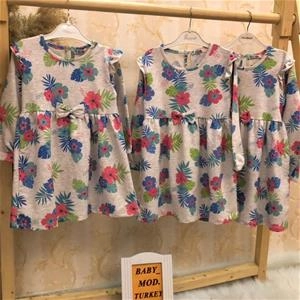 پیراهن نخ پنبه طرح گل دخترانه ترک کد 2443