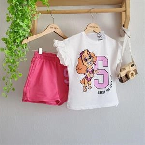 دو تیکه تیشرت شلوارک pawمارک زارا دخترانه ترک کد 3071