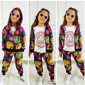 سه تیکه ورساچ سویشرت بلوز و شلوار دخترانه ترک کد 1471