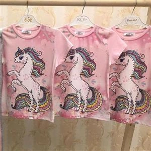 تیشرت تک شاخ صورتی دخترانه ترک کد 1164