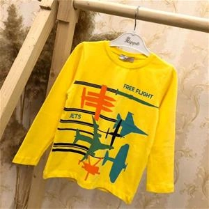 بلوز نخ پنبه زرد هواپیما پسرانه ترک کد 1595