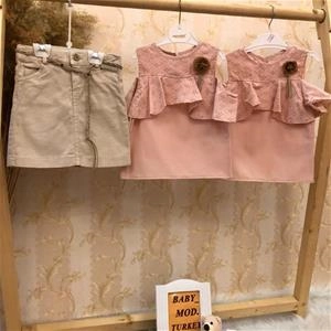 دوتیکه تاپ خامه دوزی و دامن دخترانه ترک کد 3136