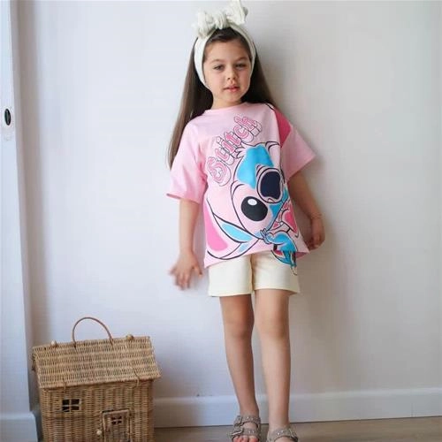 دوتیکه تیشرت شلوارک استیچ 3تا10سال ترک کد 18248