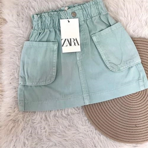 دامن کتان جیب دار ترک زارا 2-10سال کد 5806