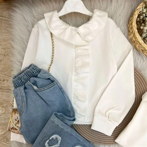 بلوز مجلسی یقه چین دار 4-12سال  کد 10377