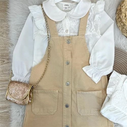 بیلر دکمه دار  کتان زارا ترک 3-10سال کد 5690