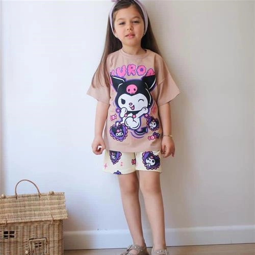 ست دوتیکه تیشرت شلوارک کرومی جدید ترک کد  18258