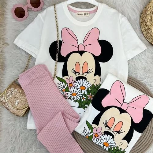 دو تیکه تیشرت شلوار میکی بابونه ترک کد 5830