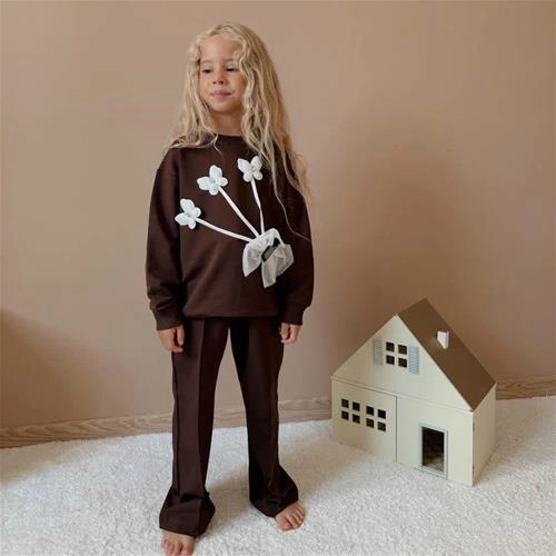 ست دوتیکه دورس شلوار دمپا گل برجسته سه نخ ترک 5تا14سال کد 18340