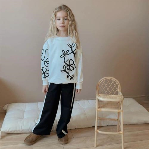 ست دوتیکه دورس شلوار فلاور گل برجسته ترک 5-14سال کد 18837