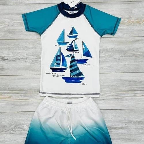 دوتیکه مایو و شلوارک مایو داخل توردار زارا ترک 3-10سال کد 6049