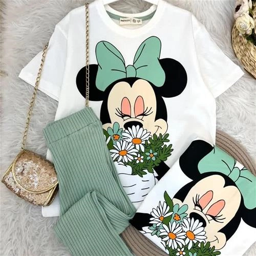 دو تیکه تیشرت شلوار میکی بابونه ترک کد 5830