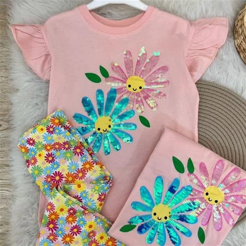 تکرار دو تیشرت شلوار افتابگردان پولکی زارا ترک کد 5713