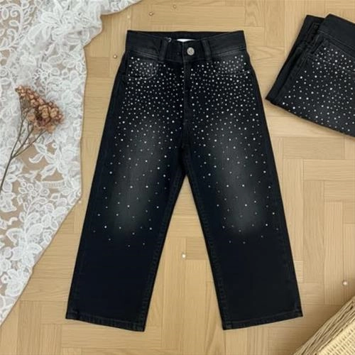 شلوار بگ جین نگین کوب ترک 4تا12سال کد 6252