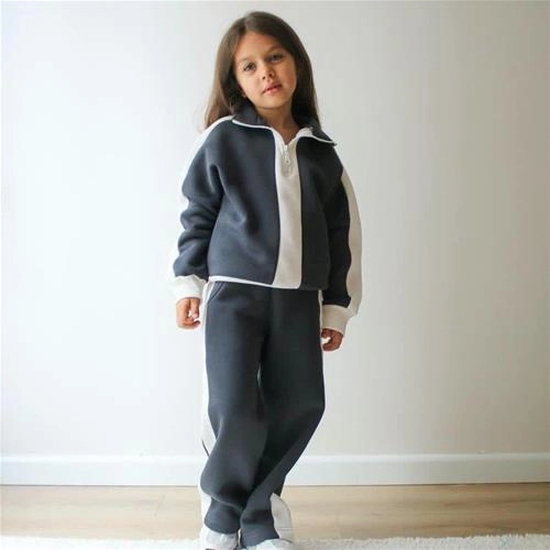 ست دو تیکه کرکدار دورس شلوار یقه زیپ دار ترک کد 18461