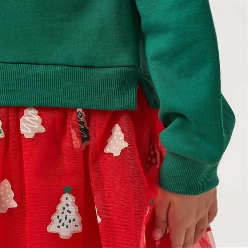 پیراهن طرح سه کاج کرکدارخفیف  ترک 4-7سال  کد 6223