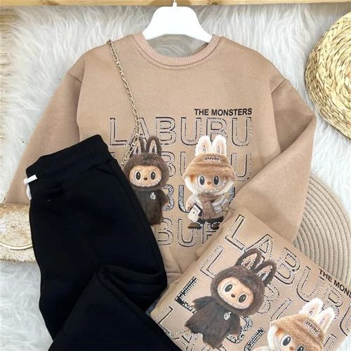 ست دو تیکه کرکدار لبوبو نگین دار ترک کد 18456