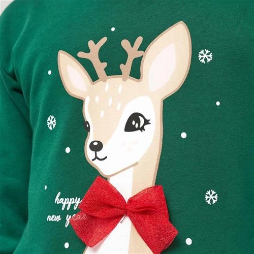 پیراهن کرکدار خفیف  گوزن کریسمسی 4-7سال  ترک کد6219