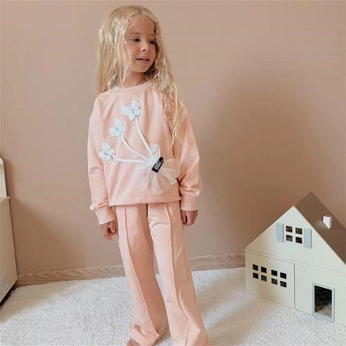 ست دوتیکه دورس شلوار دمپا گل برجسته سه نخ ترک 5تا14سال کد 18356