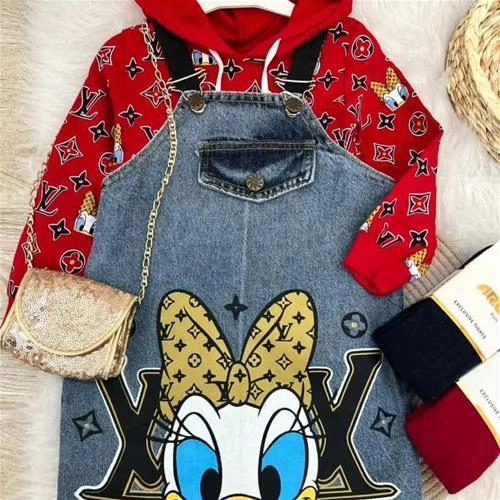 دو تیکه بیلر جین و هودی لویی ویتون  2-5سال ترک کد 5466