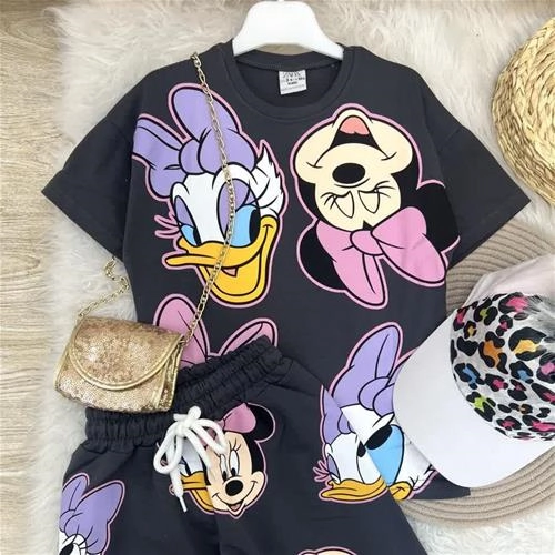 دو تیکه تیشرت شلوارک میکی و اردک زارا ترک کد 6001