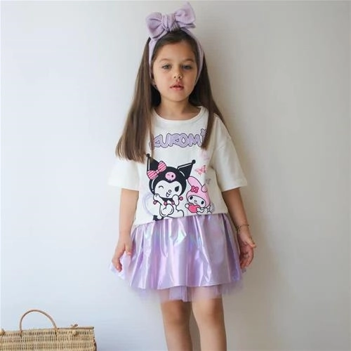 دوتیکه تیشرت دامن دیسکویی کرومی ترک کد 18264