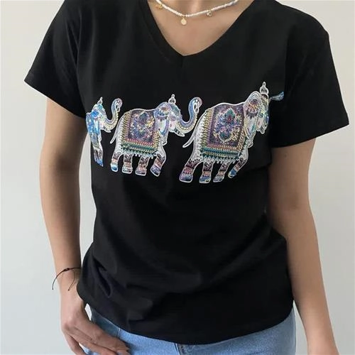 تیشرت پولکی ترک سایز نرمال 6359