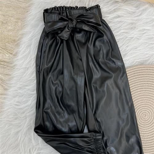 شلوار چرم  کمردار دخترانه ترک 4-12سال  کد 6058