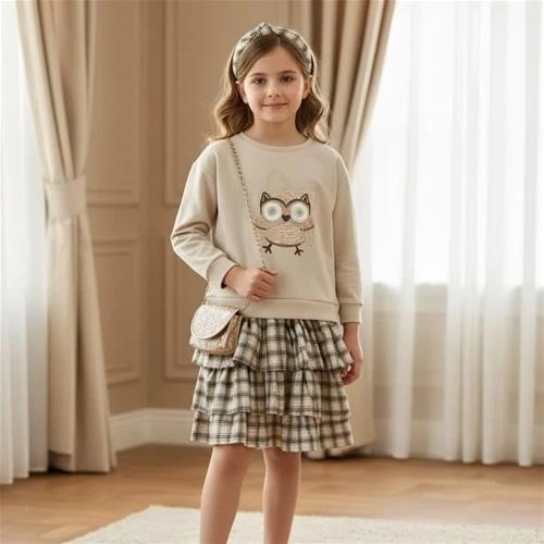 ست سه تیکه کرکدار دورس و دامن و تل ترک کد 18618