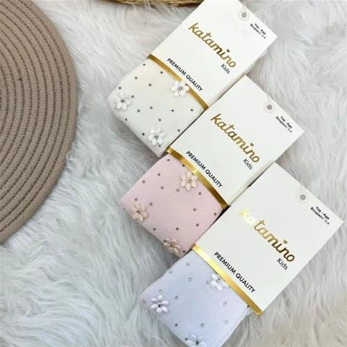 جوراب شلواری شکوفه نگین دار دخترانه ترک 3-8سال کد 5487