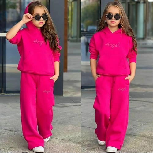 دوتیکه هودی و شلوار کرکدار انجل 4-15سال کد 18684