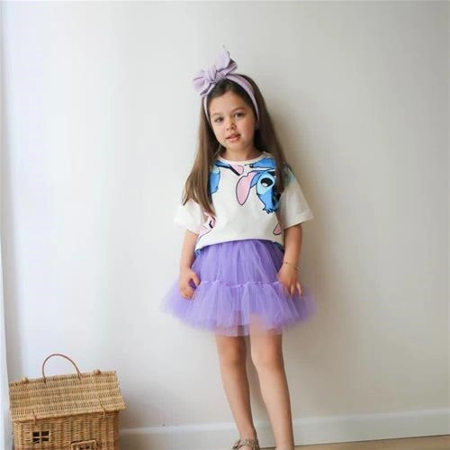 دوتیکه تیشرت و دامن پفی استیچ ترک کد 18272