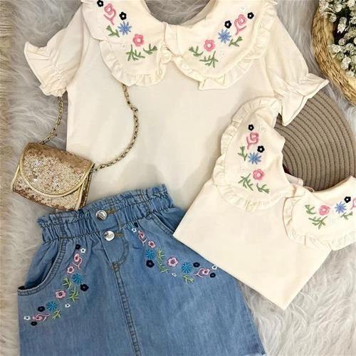 دوتیکه یقه گلدار و دامن لی مجلسی ترک کد 18138