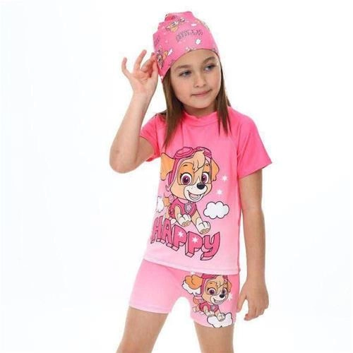 سه تیکه مایو تیشرتی و شلوارک و کلاه 2-10سال کد 18016