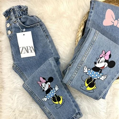 شلوار جین کمر کش هویجی زارا  میکی پاپیون ترک 6087