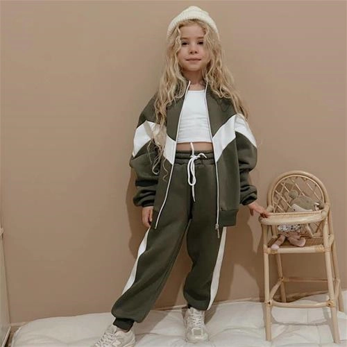 دوتیکه سوشرت شلوار دورنگ کرکدار ترک 5-14سال کد18714